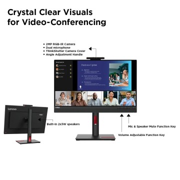 LENOVO T24v-30 24" Monitor,IPS panel,1920x1080,Input connct-VGA+HDMI 2.0+DP 1.4,Cabl included-DP,36M